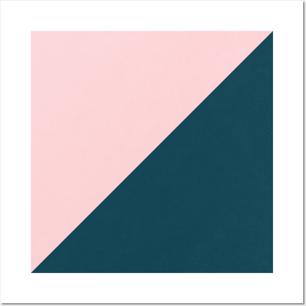 Pink and Blue Minimalist Abstract Geometric Triangles Wall Art by Trippycollage